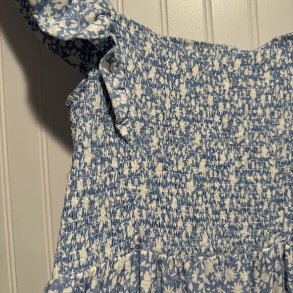 Nation LTD Gwen Tie Back Dress Blue Floral Cottagecore Smocked Size Medium - Picture 5 of 9